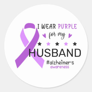 Sticker Rond Je Porte du Violet pour la Journée de Sensibilisat