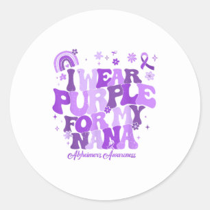 Sticker Rond Je porte du violet pour la maladie d'Alzheimer et 