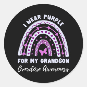 Sticker Rond Je Porte Du Violet Pour La Sensibilisation À La Su