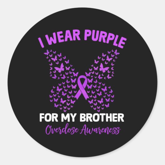 Sticker Rond Je Porte Du Violet Pour La Sensibilisation De Mon  (Devant)