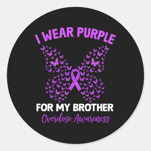 Sticker Rond Je Porte Du Violet Pour La Sensibilisation De Mon  (Devant)