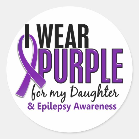 Sticker Rond Je Porte Du Violet Pour Ma Fille 10 Épilepsie (Devant)