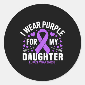 Sticker Rond Je Porte Du Violet Pour Ma Fille Lupus Warrier Lup