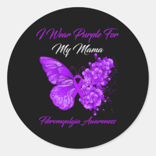 Sticker Rond Je Porte Du Violet Pour Ma Mama Fibromyalgia Warri