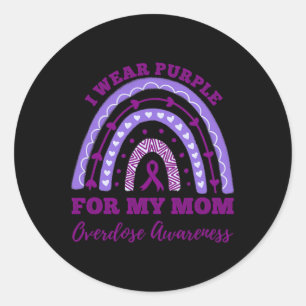 Sticker Rond Je Porte Du Violet Pour Ma Mère Sensibilisation À