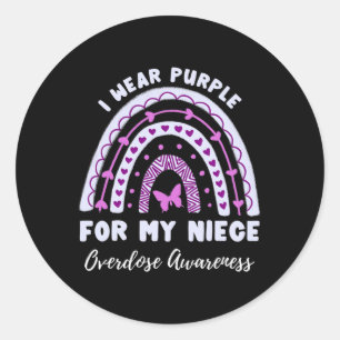 Sticker Rond Je Porte Du Violet Pour Ma Nièce Surdose Sensibili