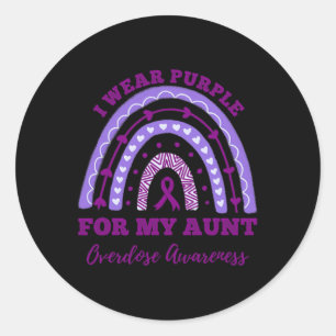 Sticker Rond Je Porte Du Violet Pour Ma Tante Sensibilisation À