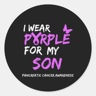 Sticker Rond Je Porte Du Violet Pour Mon Fils Accordéo Cancer P