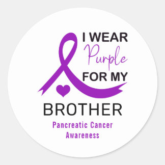 Sticker Rond Je Porte du Violet pour Mon Frère Cancer du Pancré