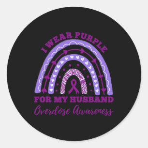 Sticker Rond Je Porte Du Violet Pour Mon Mari, Surdose De Pluie