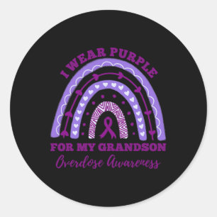Sticker Rond Je porte du violet pour mon petit-fils sensibilisa