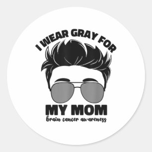 Sticker Rond Je Porte Gray Pour Ma Mère Cerveau Cancer Sensibil