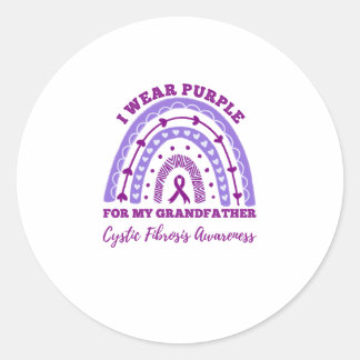 Sticker Rond Je Porte La Fibrose Cystique Du Grand-Père Violet