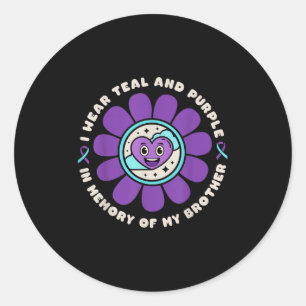 Sticker Rond Je Porte La Mémoire Violette Et Turquoise De Mon S
