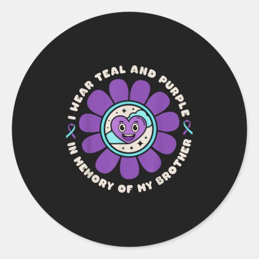 Sticker Rond Je Porte La Mémoire Violette Et Turquoise De Mon S (Devant)