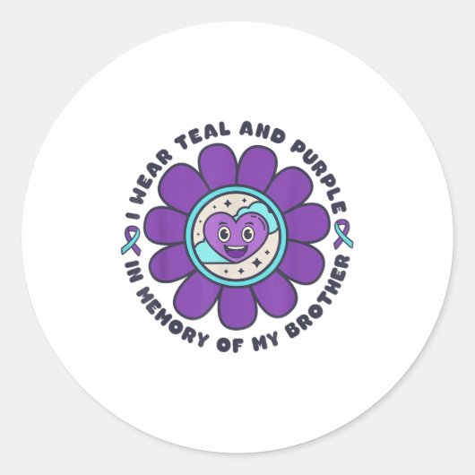 Sticker Rond Je Porte La Mémoire Violette Et Turquoise De Mon S (Devant)