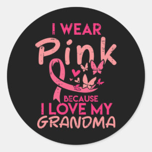 Sticker Rond Je Porte L'Amour Rose Mon Grand-Mère Lauréats Du C