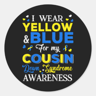Sticker Rond Je Porte Le Bleu Et Le Jaune Pour Mon Syndrome Cou