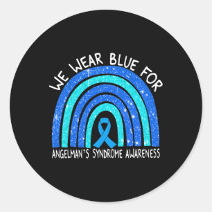 Sticker Rond Je porte le bleu pour le syndrome d'Angelman Blue