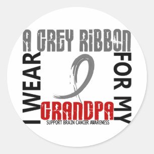 Sticker Rond Je porte le gris pour mon cancer du cerveau du
