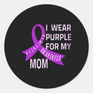 Sticker Rond Je porte le pourpre pour la maladie de ma mère Hei