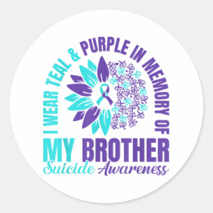 Sticker Rond Je Porte Le Purple Turquoise En Mémoire De Mon Sui
