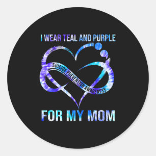 Sticker Rond Je Porte Le Purple Turquoise Pour Maman Prévention