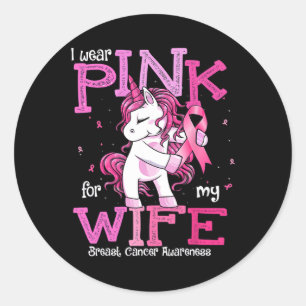 Sticker Rond Je Porte Le Rose Pour Ma Femme Chemise Cerveau Can