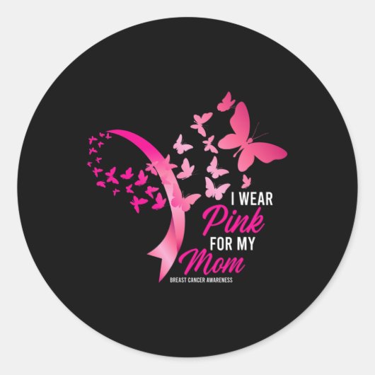 Sticker Rond Je Porte Le Rose Pour Ma Mère Mignonne Certificati (Devant)