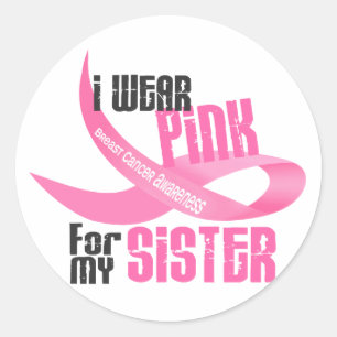 Sticker Rond Je porte le rose pour ma soeur 33