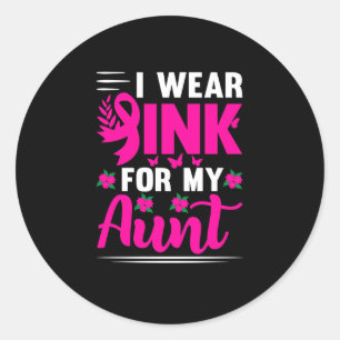 Sticker Rond Je porte le rose pour ma tante