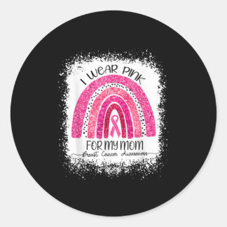 Sticker Rond Je porte le rose pour octobre