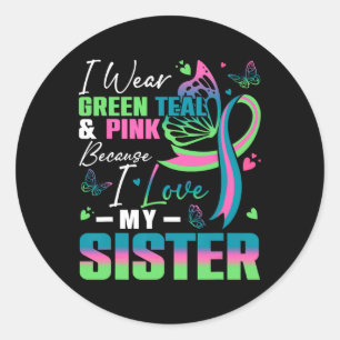 Sticker Rond Je Porte Le Rose Turquoise Vert Parce Que J'Aime M