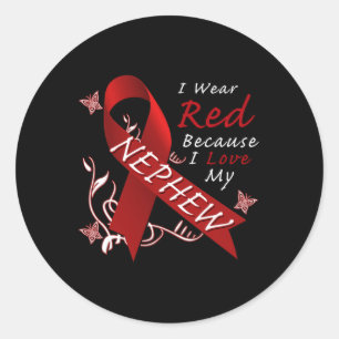 Sticker Rond Je porte le ruban rouge Maladie cardiaque