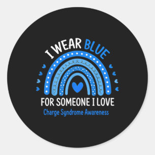 Sticker Rond Je porte le syndrome de charge bleue Sensibilisati