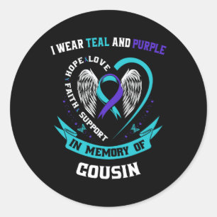 Sticker Rond Je Porte Le Turquoise Et Le Violet Pour Ma Cousin 