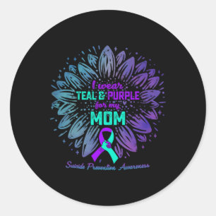 Sticker Rond Je Porte Le Turquoise Et Le Violet Pour Ma Mère Su