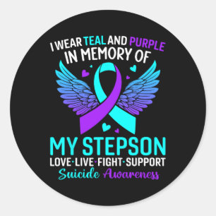 Sticker Rond Je Porte Le Turquoise Et Le Violet Pour Mon Suicid