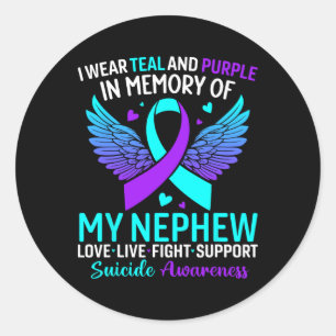 Sticker Rond Je Porte Le Turquoise Et Le Violet Pour Mon Suicid