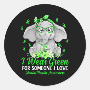 Sticker Rond Je Porte Le Vert Pour La Sensibilisation À La Sant