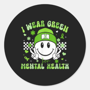 Sticker Rond Je Porte Le Vert Pour La Sensibilisation À La Sant