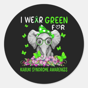 Sticker Rond Je Porte Le Vert Pour La Sensibilisation Au Syndro