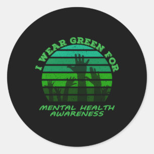Sticker Rond Je Porte Le Vert Pour Le Mois De La Santé De Mai
