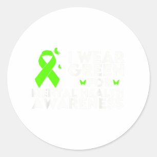 Sticker Rond Je Porte Le Vert Pour Le Mois De Sensibilisation À