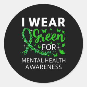 Sticker Rond Je Porte Le Vert Pour Le Mois De Sensibilisation À