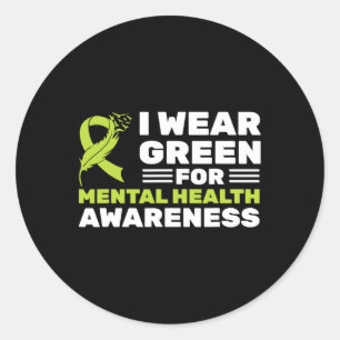 Sticker Rond Je Porte Le Vert Pour Le Mois De Sensibilisation À