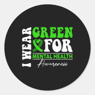 Sticker Rond Je Porte Le Vert Pour Le Soutien De Sensibilisatio