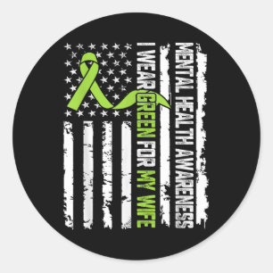 Sticker Rond Je Porte Le Vert Pour Ma Femme Sensibilisation À L