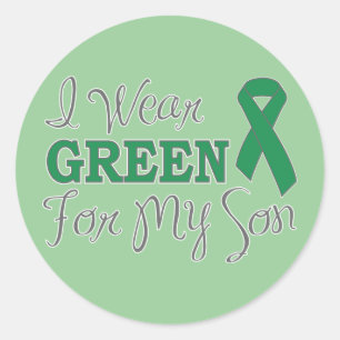Sticker Rond Je porte le vert pour mon fils (le ruban vert de
