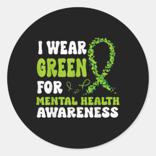 Sticker Rond Je Porte Le Vert Pour Sensibiliser Les Hommes Femm